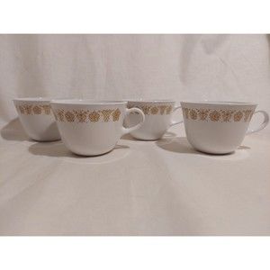 4 Corelle Livingware Corning USA Butterfly Gold Coffee Cup Vintage Closed Handle